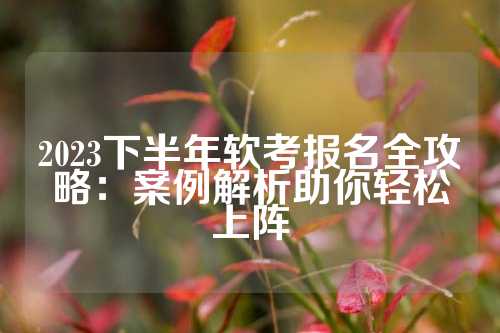 2023下半年软考报名全攻略：案例解析助你轻松上阵