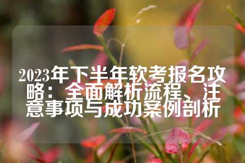 2023年下半年软考报名攻略：全面解析流程、注意事项与成功案例剖析