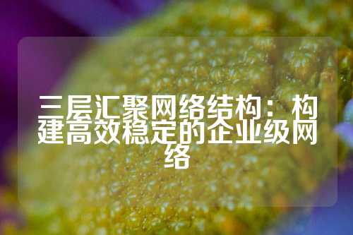 三层汇聚网络结构：构建高效稳定的企业级网络