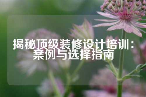 揭秘顶级装修设计培训：案例与选择指南